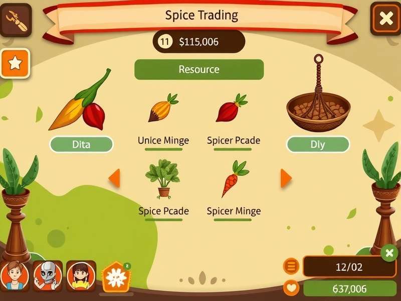 Coriander Conqueror gameplay screenshot showing spice trading interface